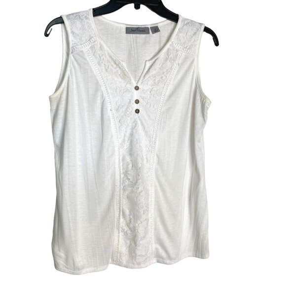 Jason Maxwell Womens White Short Sleeved T-Shirt with Lace Size S Beach Romantic - Picture 1 of 9
